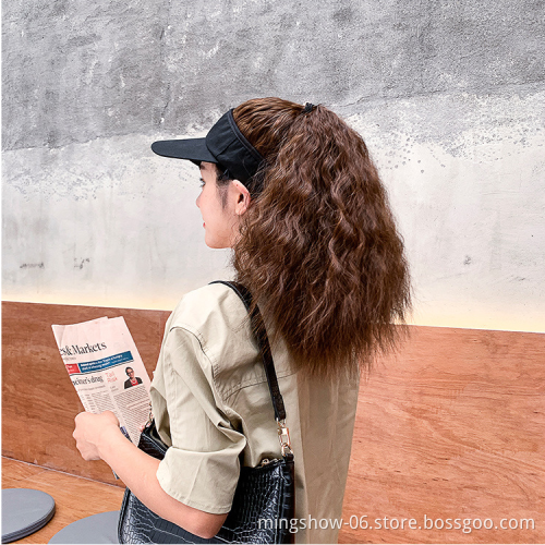 wholesale Baseball Cap with Synthetic Natural Wavy Hair Extensions Women Wig Adjustable Hats women wig baseball hat